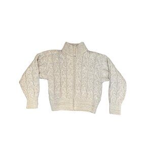 Vintage 90's I.B. Diffusion Women's Beige Chunky Full Zip Sweater Size XS